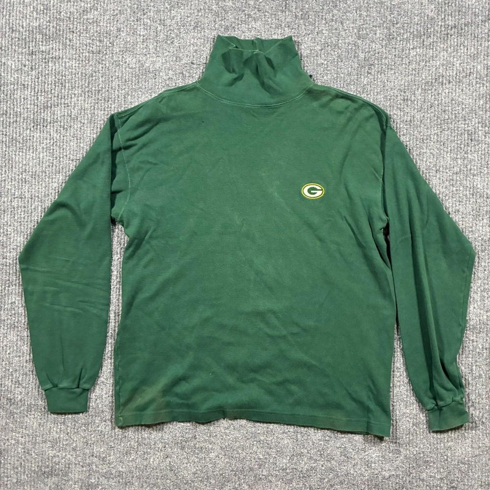 Vintage Lee Sport‎ Mens Turtleneck Shirt XL Green Bay Packers Embroidered Logo